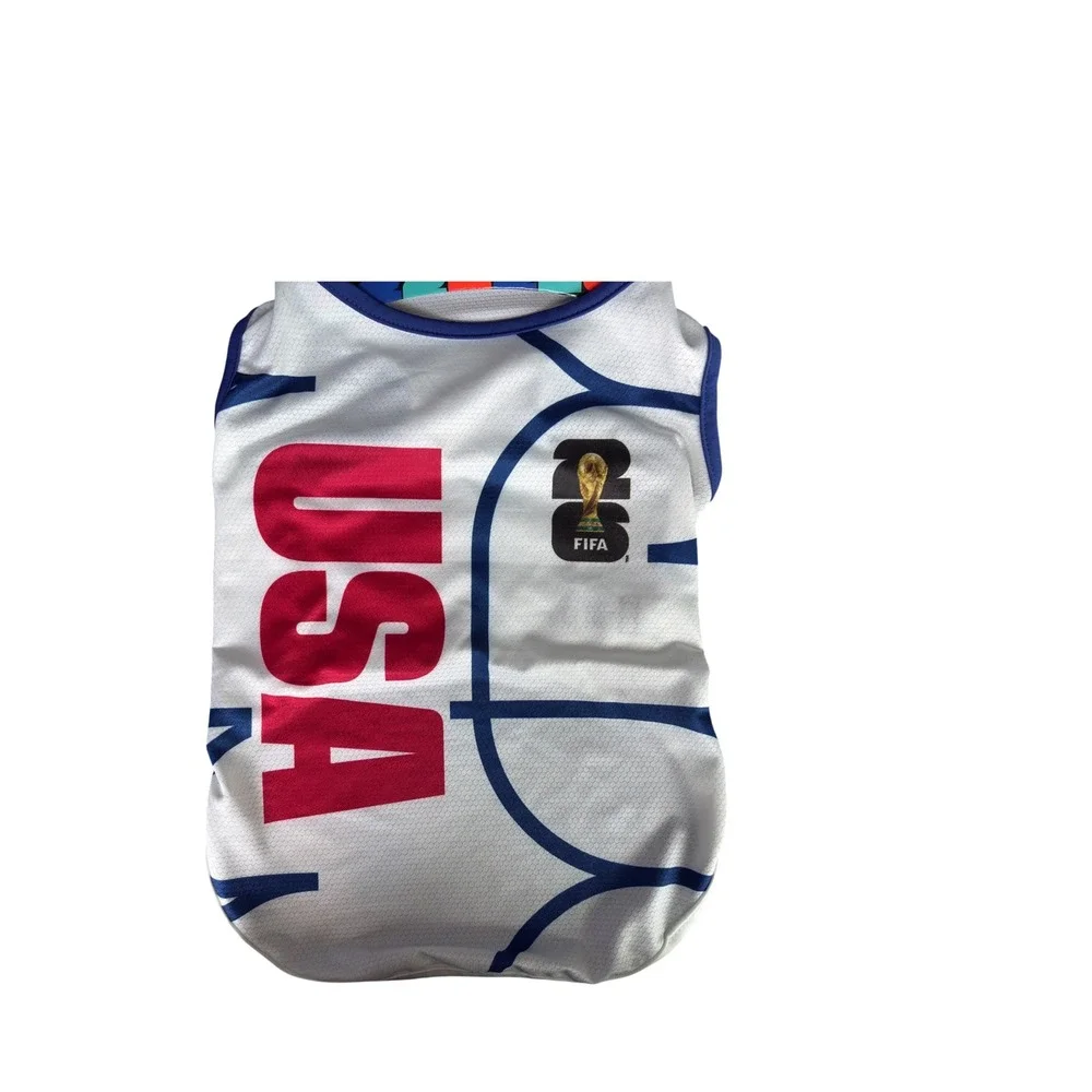 FIFA USA Dog T-shirt World Cup 26 Official Licensed Pet Jersey White Large